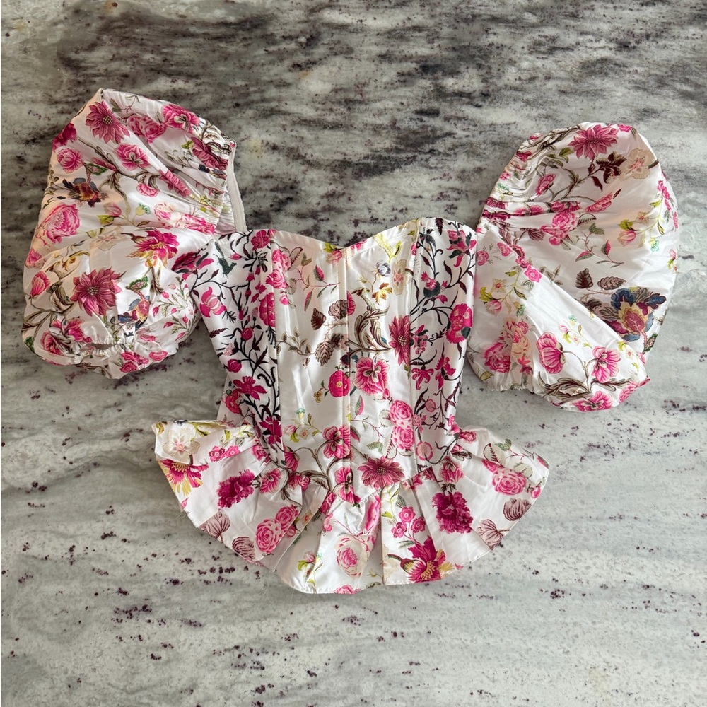 Hemant & nandita floral puff sleeve top